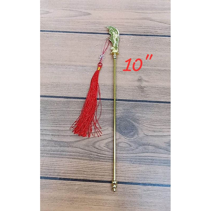 pedang patung dewa kwan kong/ kwan kung - kuningan - 10inch - emas