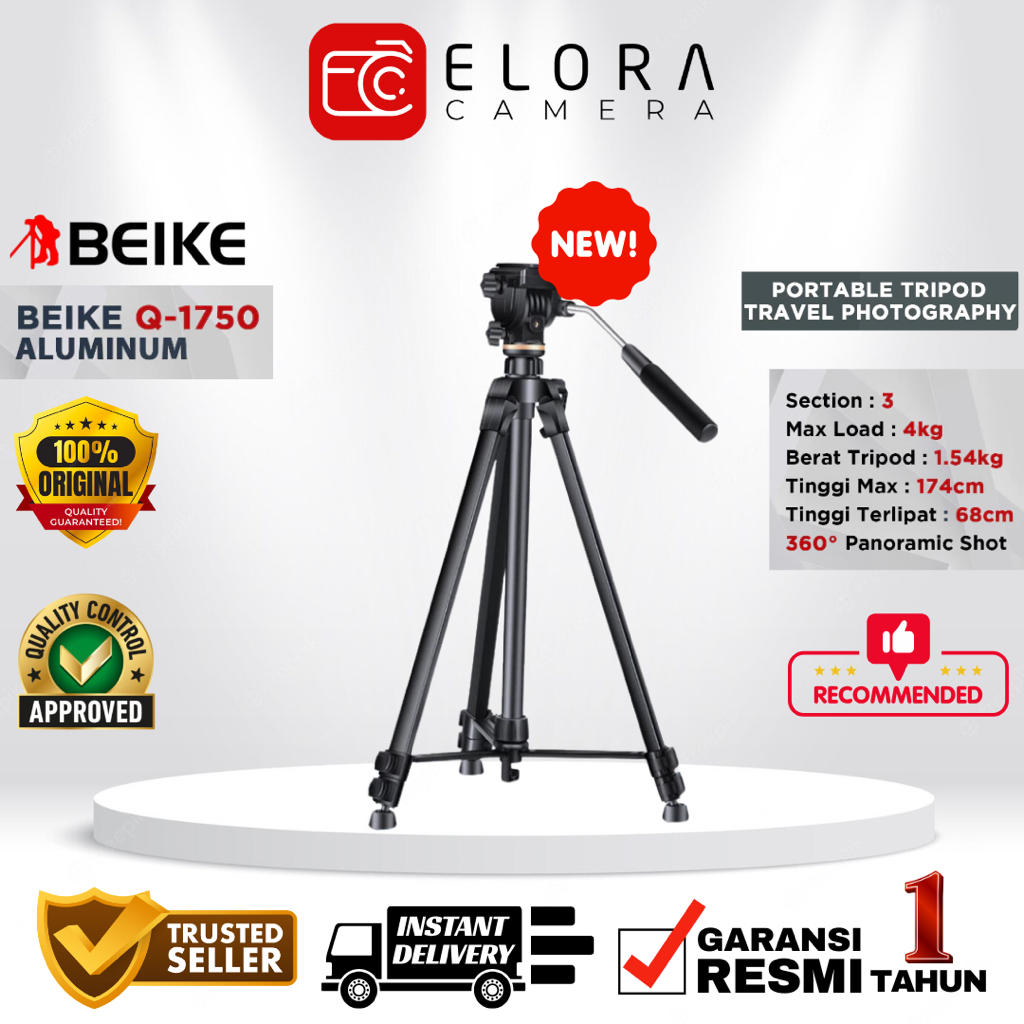 Beike Q1750 / Tripod Beike Q 1750 Aluminum Tripod Kamera Garansi Resmi