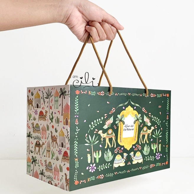 

(PAPERBAG 27 x 17 x 14.5 cm LEBARAN) Paperbag tas Idul Fitri eid ramadhan (ISI 10)