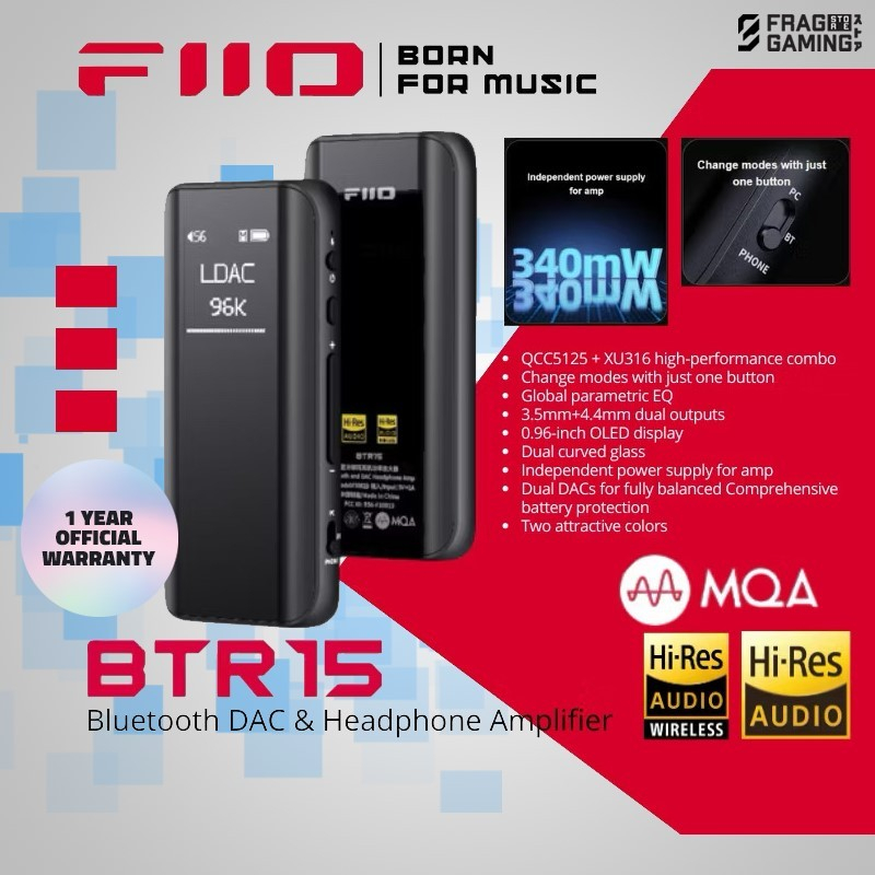 Fiio BTR15 / BTR 15 Portable Bluetooth DAC Headphone Amplifier DAC AMP