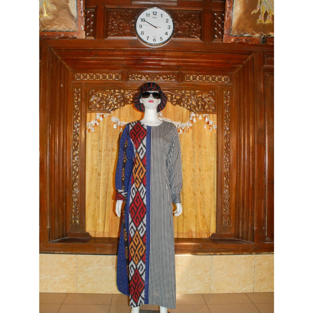 GAMIS MUSLIM WANITA PERPADUAN ANTARA LURIK DENGAN KAIN TROSO JEPARA