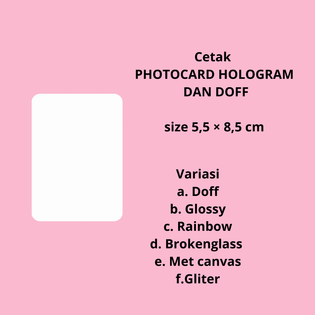 Photocard Custom / Bahan Berkualitas / Bahan Art Cartoon 310 Gsm / Awet / Laminasi Photocard / Cetak