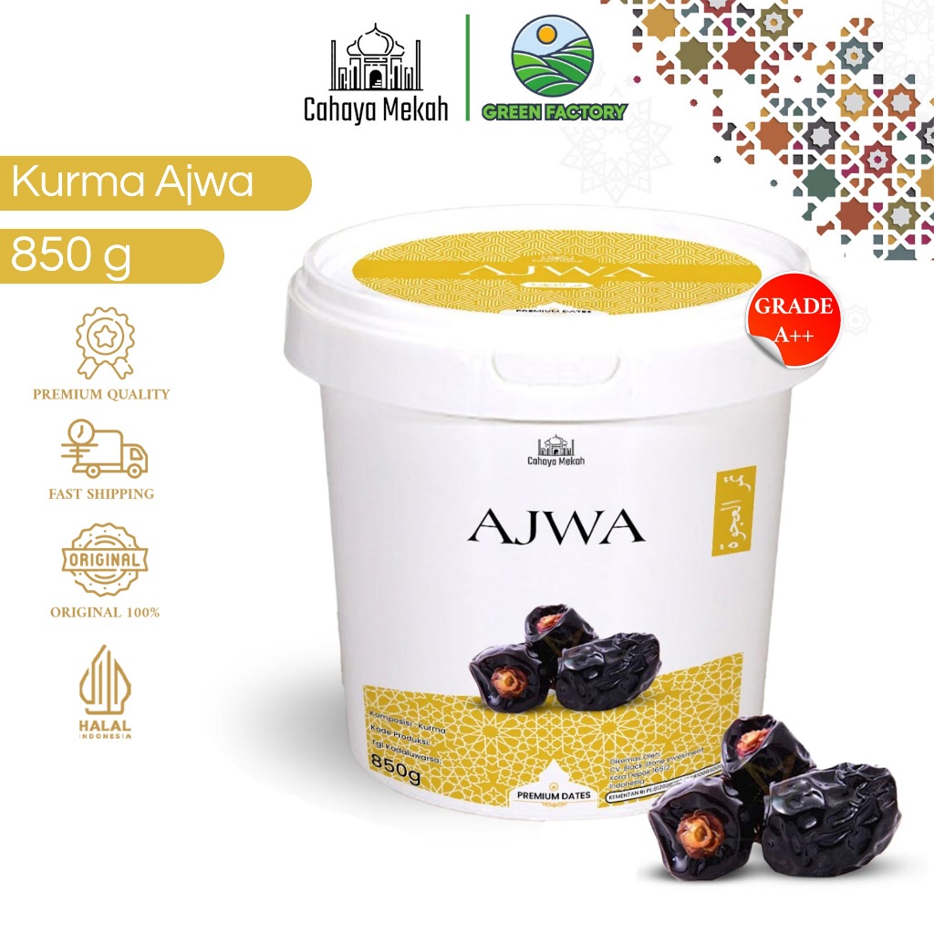 

Cahaya Mekah Kurma Ajwa 850 gram Kemasan Ember Kualitas Terbaik