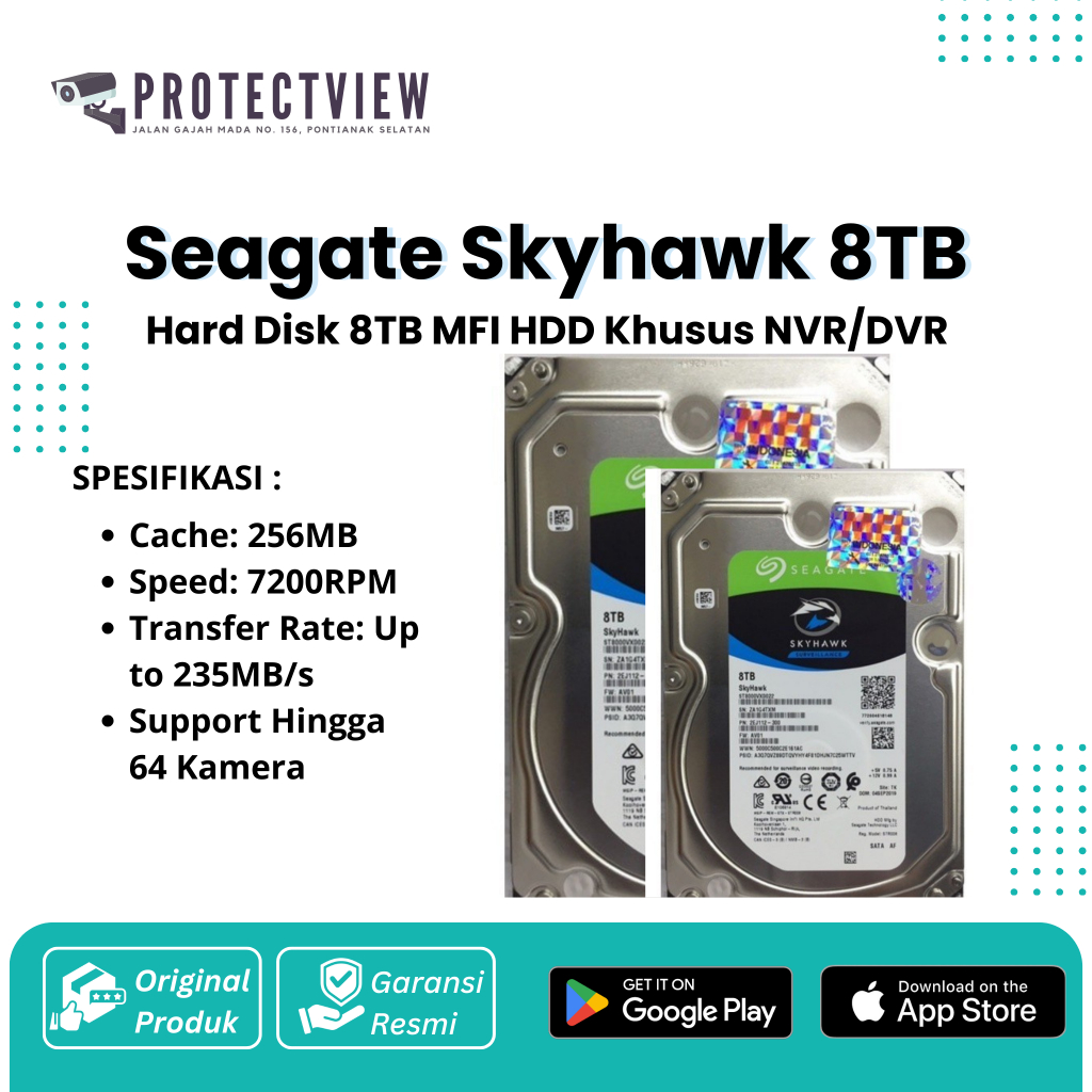Hard Disk Seagate Skyhawk 8tb Mfi Hdd Khusus NVR/DVR