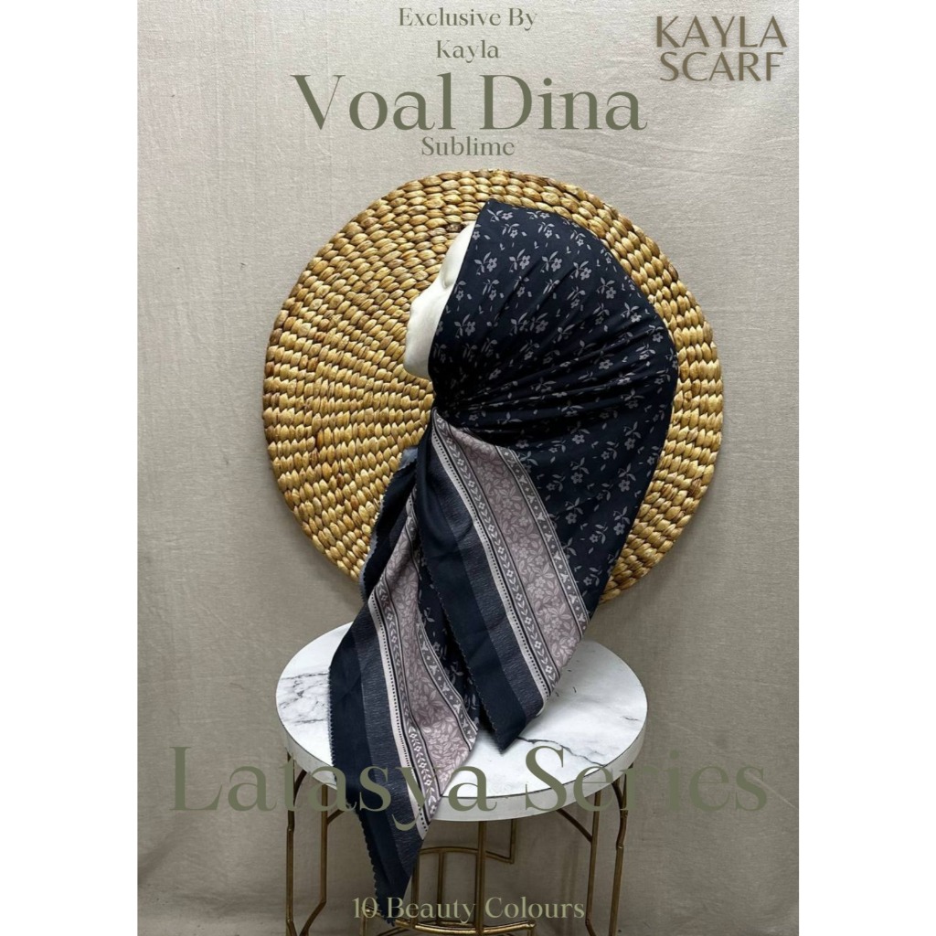 Hijab Motif Cantik Terbaru / Hijab Motif Digital Print Voal Dina / Kerudung Motif Voal Dina Latasya 