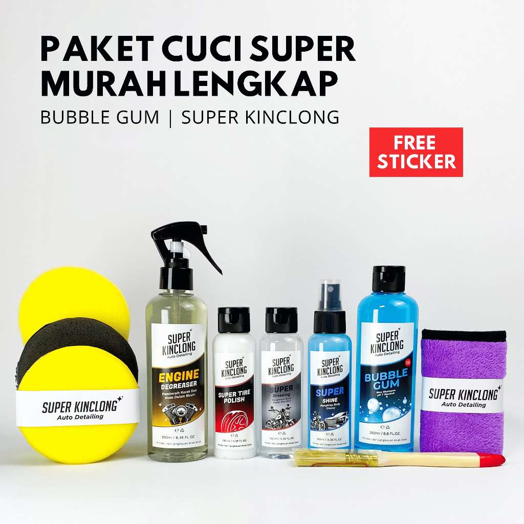 PAKET CUCI SUPER MURAH LENGKAP BY SUPER KINCLONG | SABUN CUCI MOTOR MOBIL 250 ML | PENGKILAP BODY GL