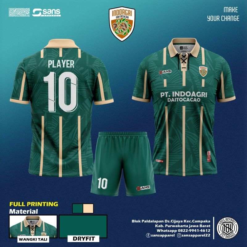 Jersey Sepak Bola | Jersey Futsal Full Printing Kerah Wanky