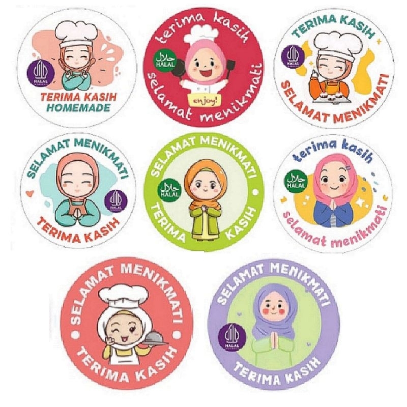 

[100 Pcs] Stiker Bulat Terimakasih | Selamat Menikmati | Stiker Thankyou | Stiker Karakter Murah