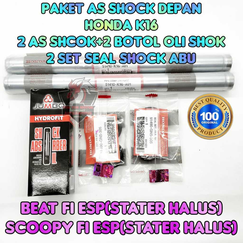 Paket As Shock Depan K16 Motor Honda Beat Fi Esp Stater Halus , Scoopy Fi Esp Stater Halus As sok Ol