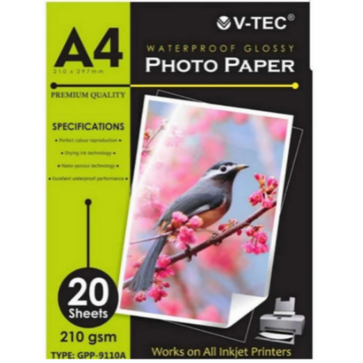 V-TEC GLOSSY PHOTO PAPER TYPE GPP-9110A A4 210GRAM