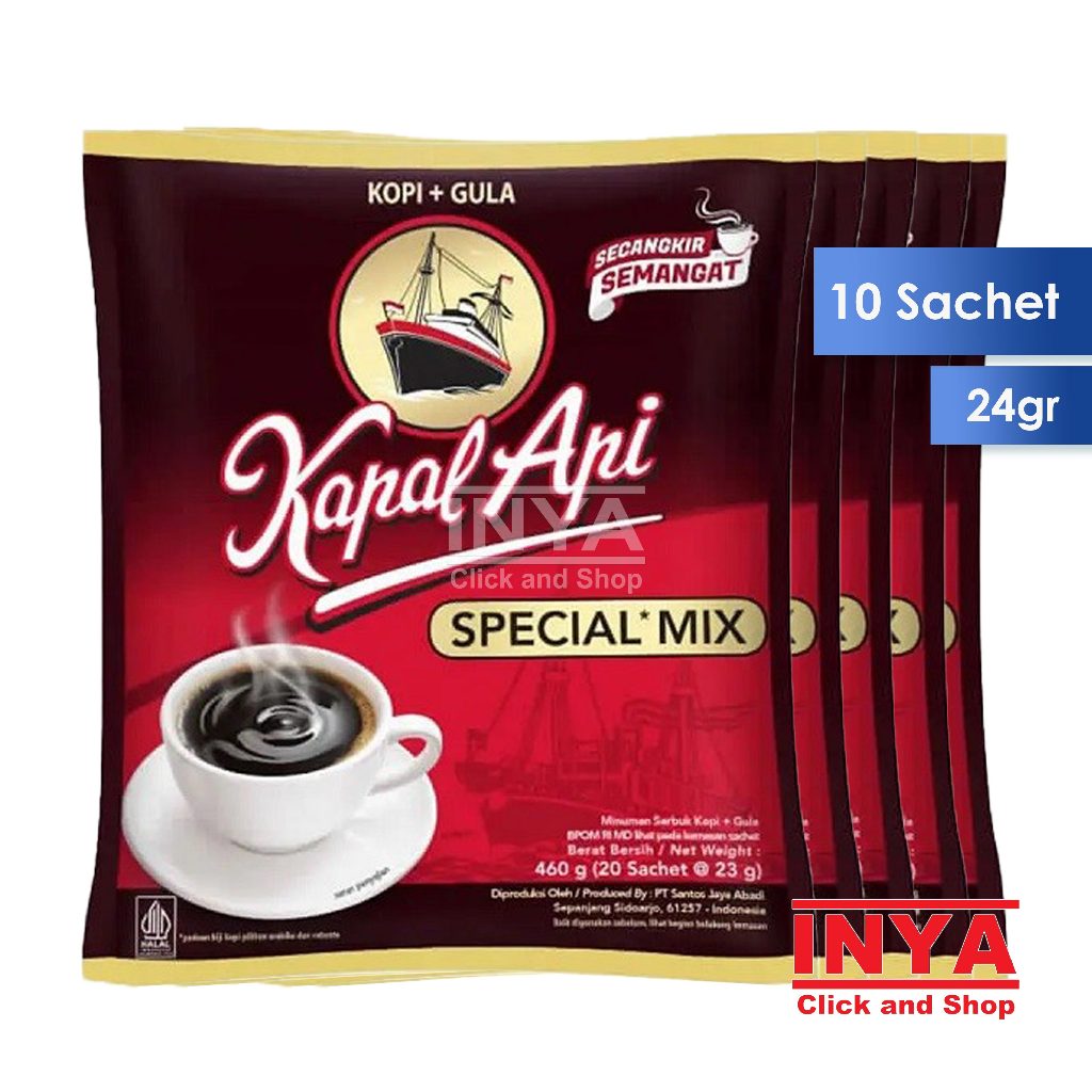 

Kapal Api Kopi Bubuk+Gula Special Mix 10x24gr Renceng - Coffee