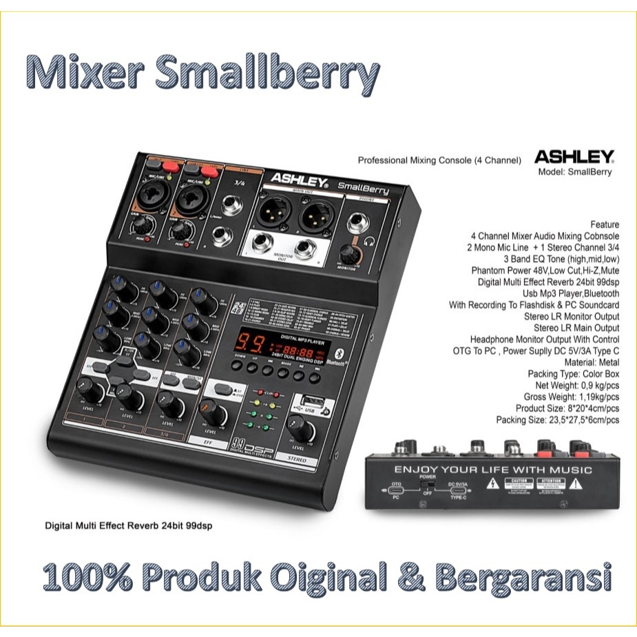 Ashley Mixer Smallberry Digital Multi Effect Reverb 24bit 99dsp