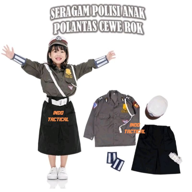 -SP100 SERAGAM POLISI ANAK CEWEK COWOK LENGKAP BAJU PROFESI ANAK CEWEK LENGKAP POLISI ANAK LENGKAP