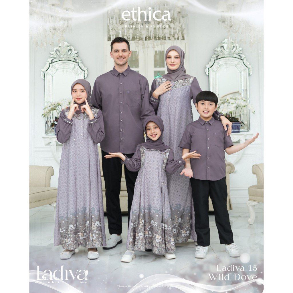 [PO] Sarimbit Ladiva 15 Wild Dove Gamis Ladiva 15 Koko Kahfi 371 Sarimbit Keluarga 2025 Baju Lebaran