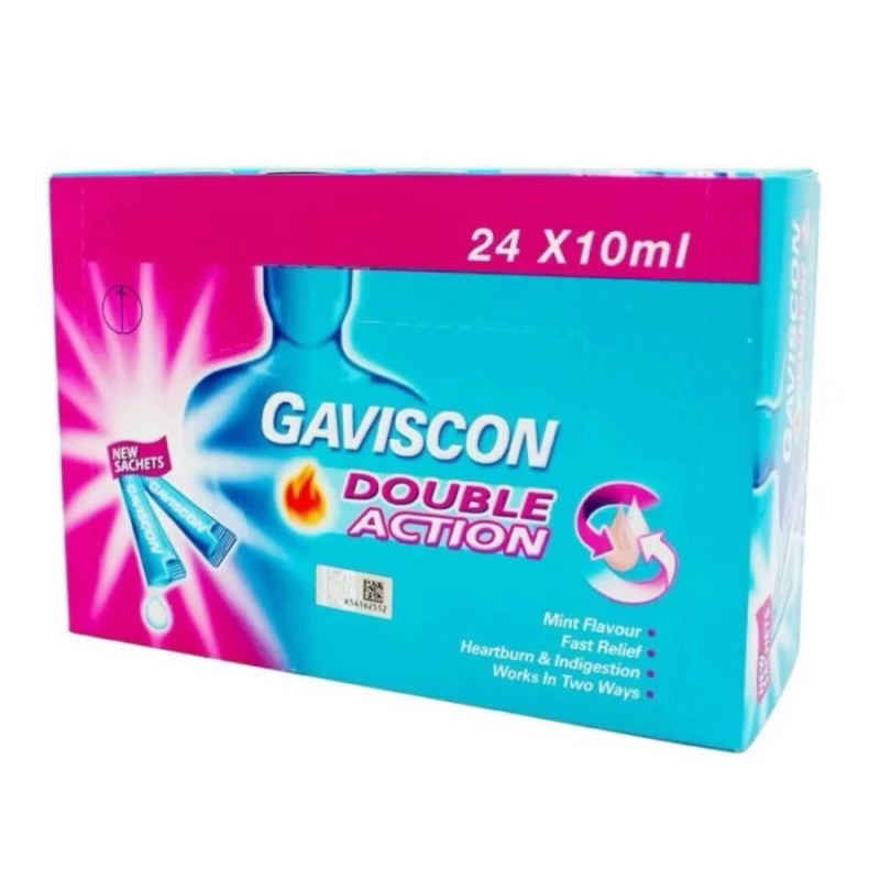Gaviscon asli malaysia peppermint / double action liquid 24 sachet free 1 sachet