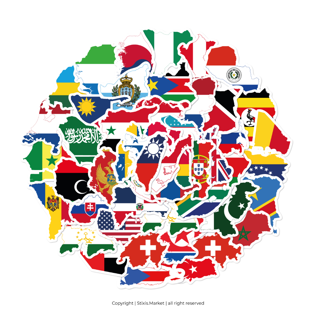 

[READY] STICKER PACK | NATION FLAG VOL.01 | 50 PCS | KISSCUT | WATERPROFF | STIXIS.MARKET