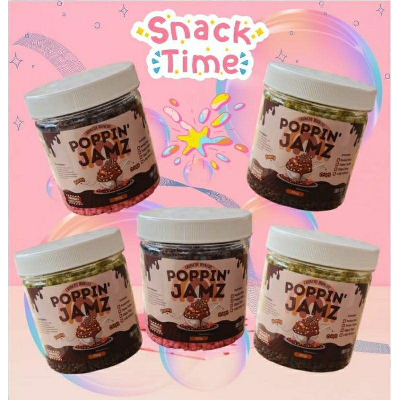 

Poppin Jamz Rice Crackers 3 Flavour in Jar / Cemilan Nyam-Nyam Coklat Viral / Selai Coklat 3Rasa