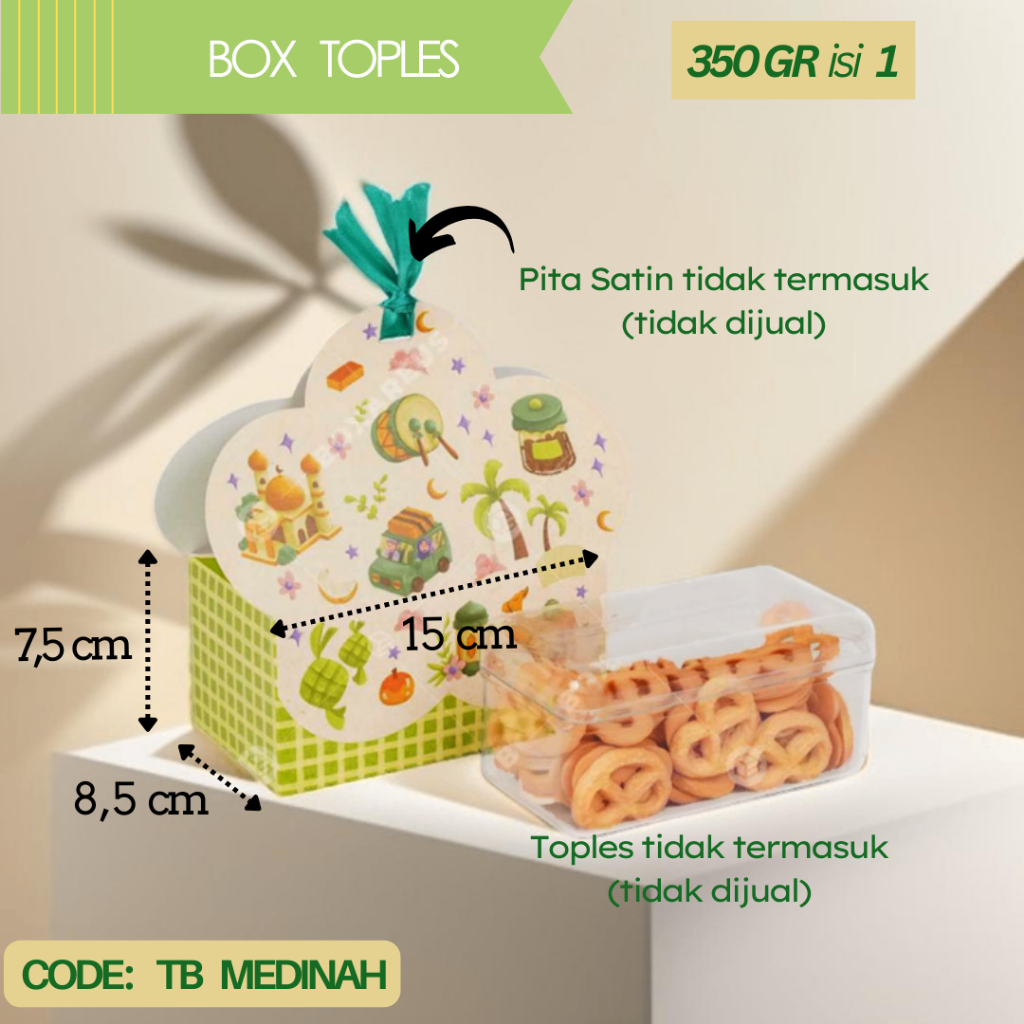 

Handle Box Packaging Lebaran / Dus Jinjing 1 Toples 350gr Idul Fitri TB MEDINAH
