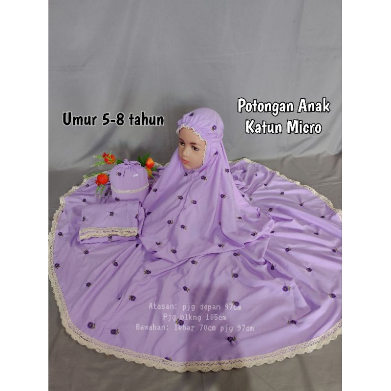 Mukena anak potongan atas bawah umur 5-8 th