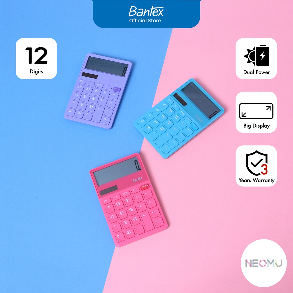 

BANTEX KALKULATOR 12 DIGIT BIG DISPLAY DUAL POWER WARNA CERAH 3 TAHUN BD4312