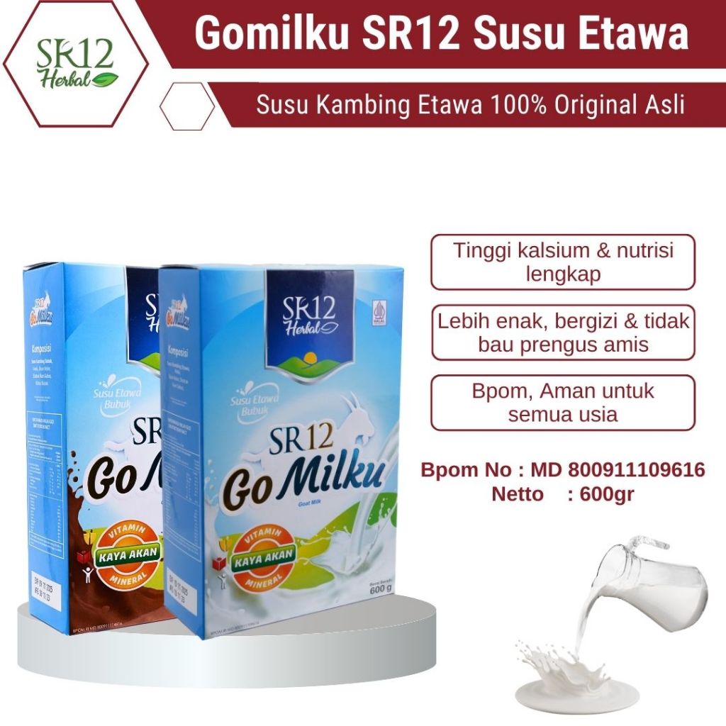 

Susu Etawa GoMilku SR12 Susu Kambing Etawa Bubuk Asli Murni Tanpa Gula & Pemanis Buatan 600gr