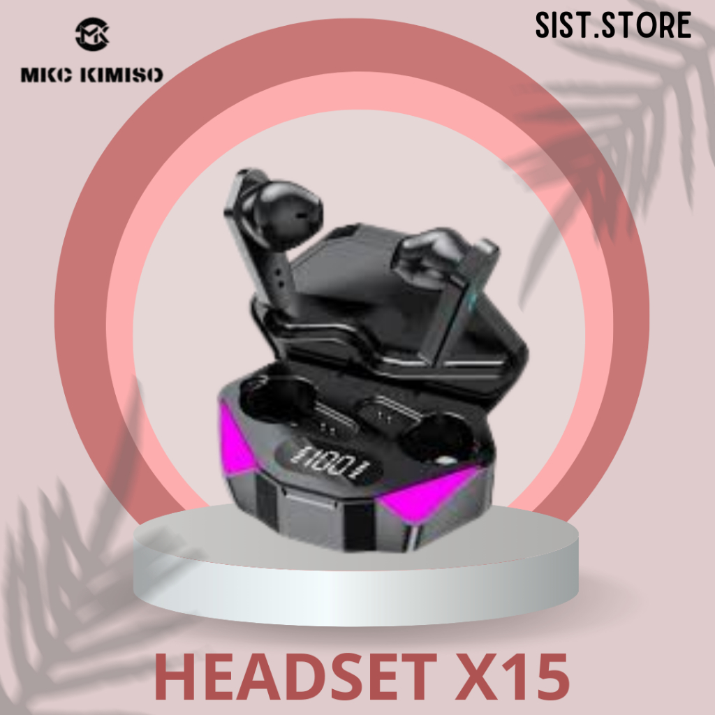 Headset X15 Bluetooth Gaming TWS LED Nirkabel V5.0 - Headset X15