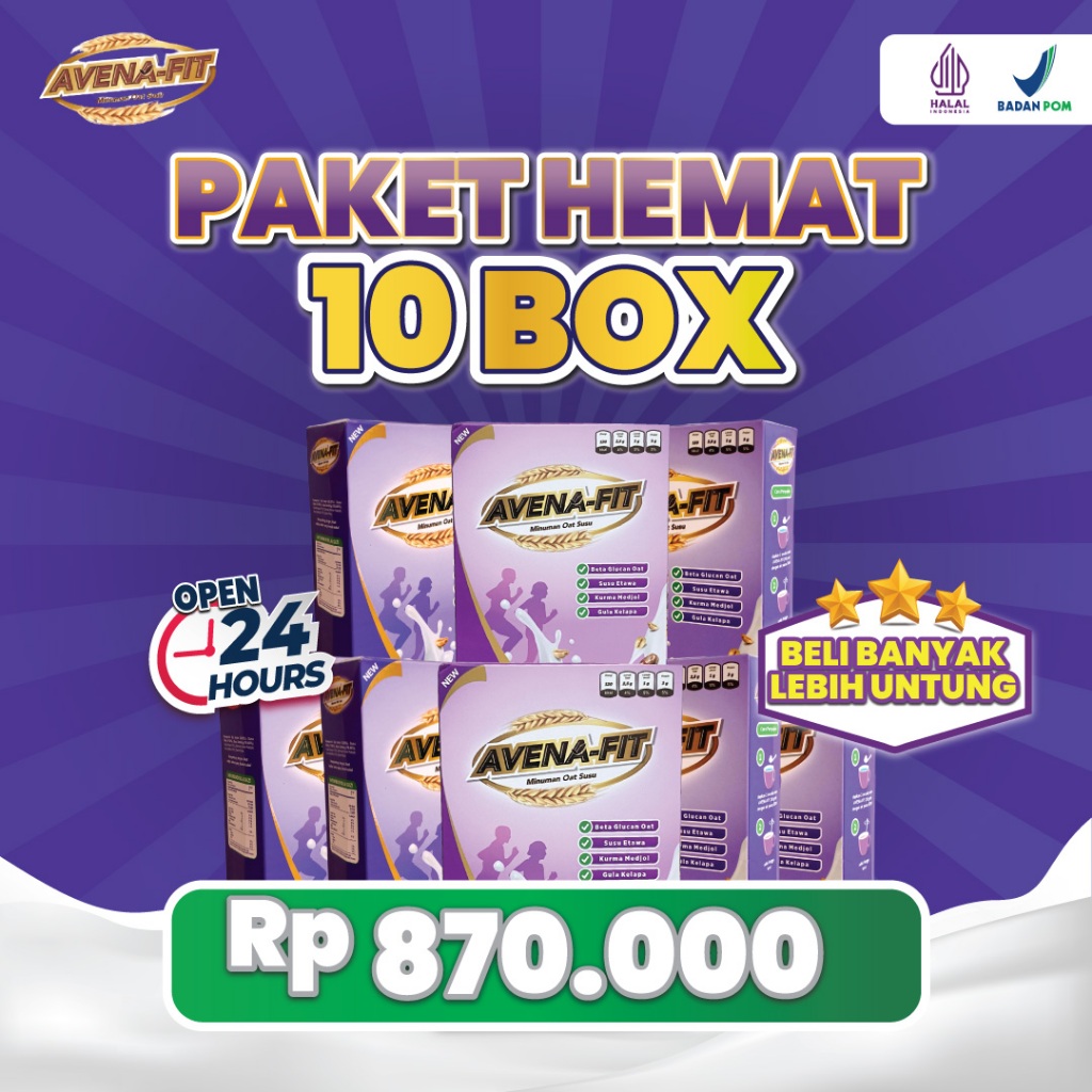 

Avena Fit Paket 10 Box Minuman Oat Susu Khusus untuk Kolestrol