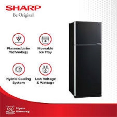 KULKAS/2PINTU/SHARP/428LITER/INVERTER/SJIG571PG-BK