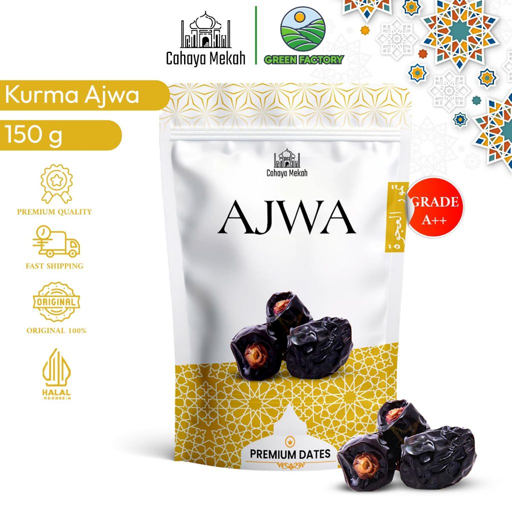

Cahaya Mekah Kurma Ajwa 150 gram Kemasan Pouch Quantity 100% Asli