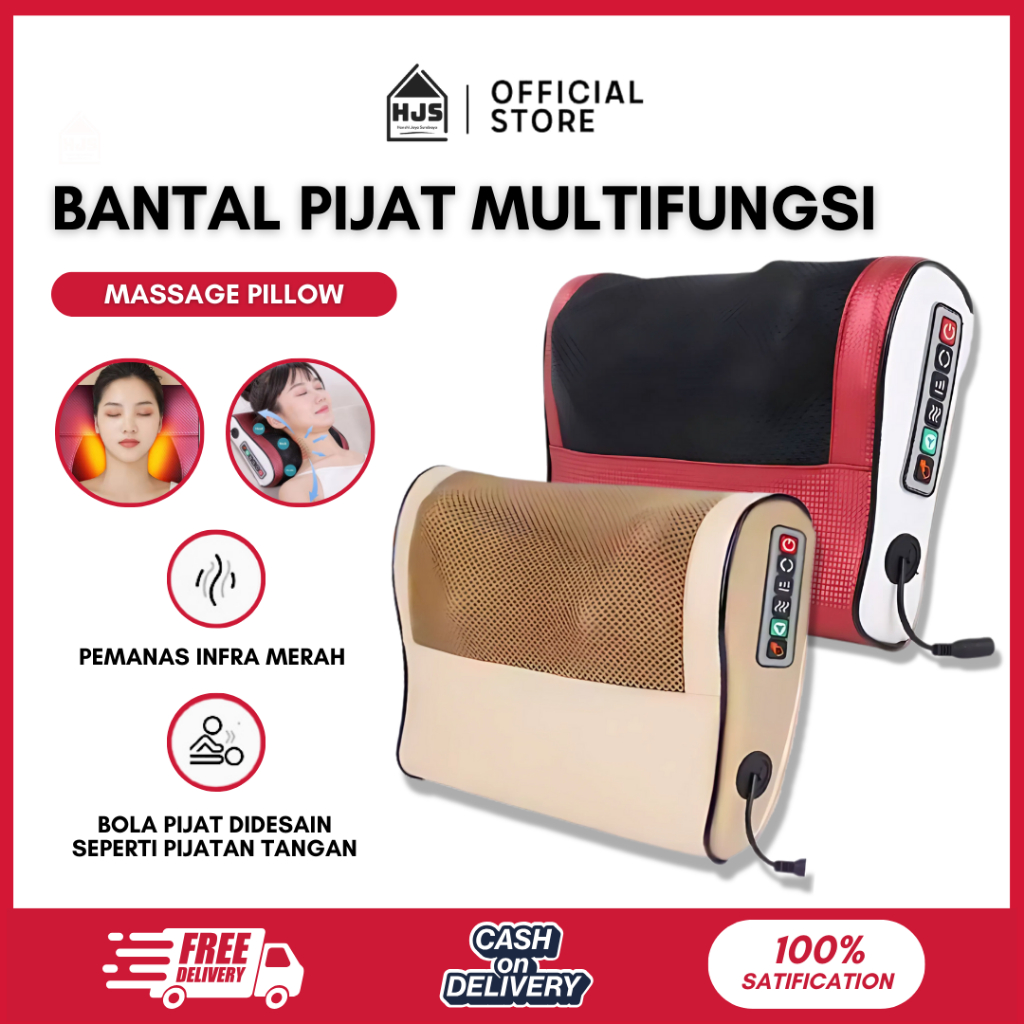 Fadilngaritt - HJS Bantal Pijat 8 Bola Leher, Punggung & Bahu Terapi Tulang Belakang