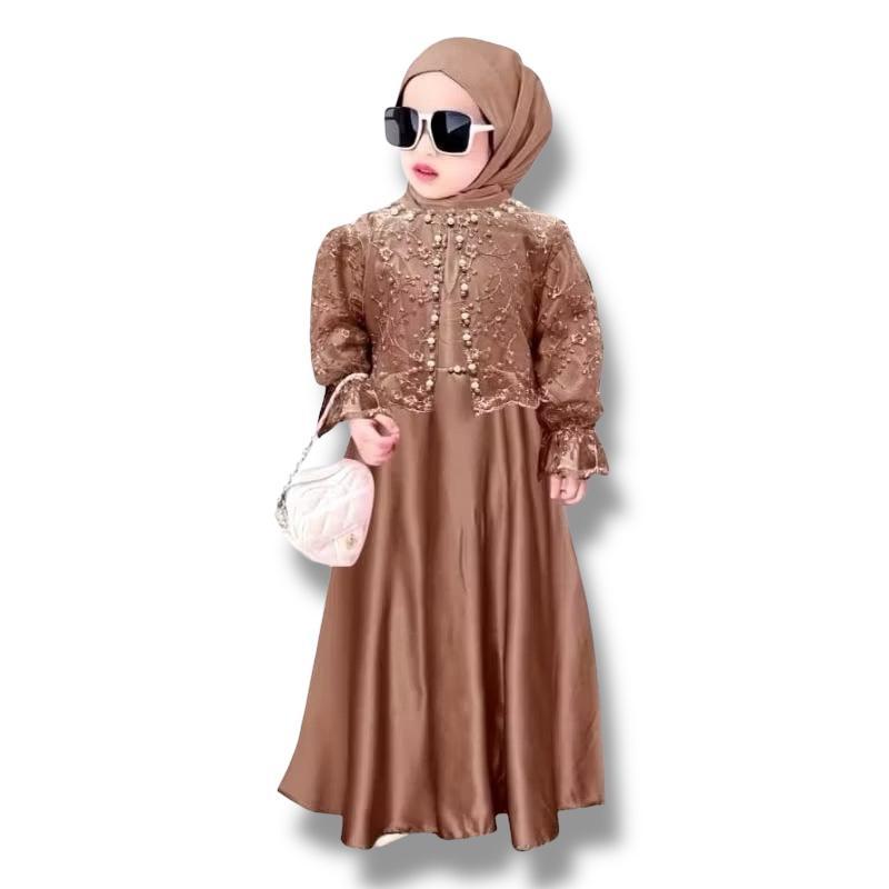 NARITA KID GAMIS MUSLIM ANAK PEREMPUAN BRUKAT TILE KOMBINASI VELVET