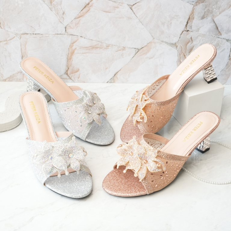 Peter Keiza Sandal Pesta Wanita Heels Sequin / Payet 6cm XA06-05
