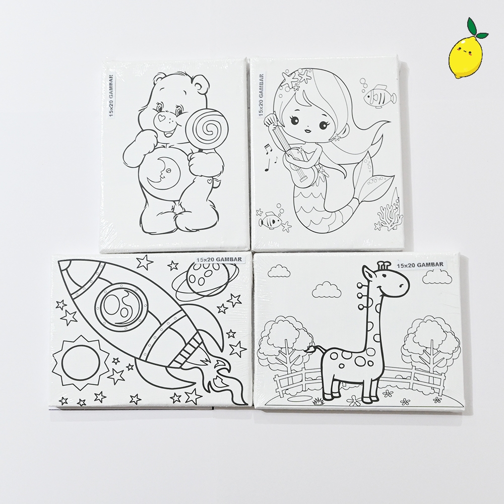 

Kanvas Lukis Sketsa + Cat Akrilik 15x20cm / Kanvas Lukis Mewarnai DIY