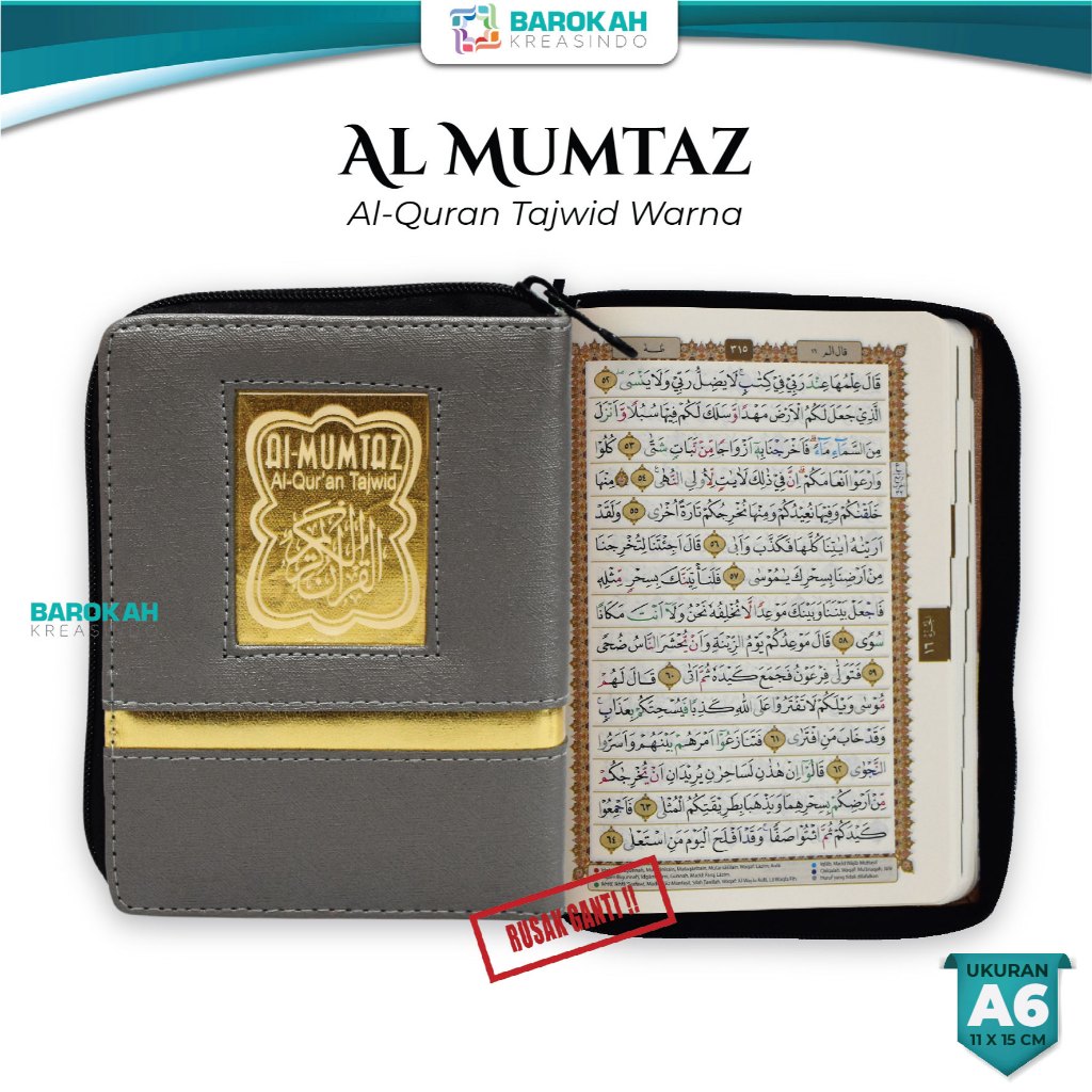 Alquran Kecil Tilawah Al-Mumtaz A6 Resleting Non Terjemah Alquran Tajwid Warna Halim Quran