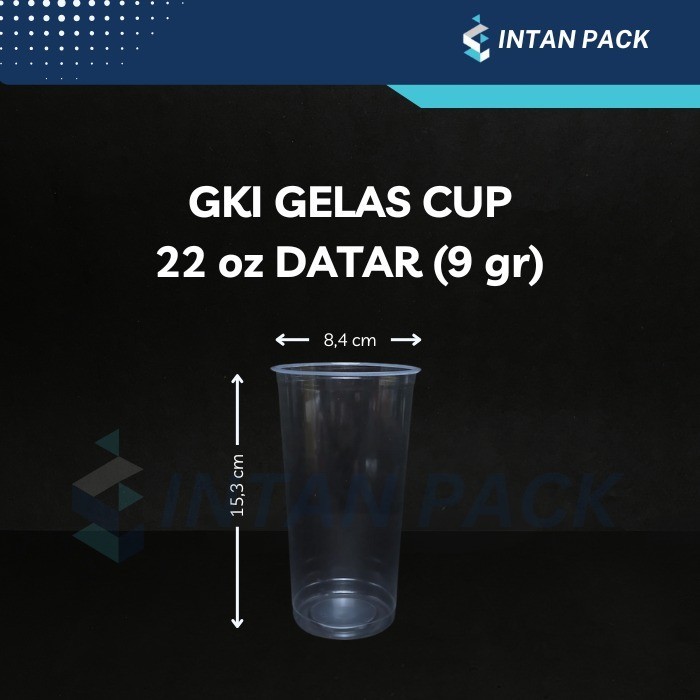 Gelas Cup Plastik 22 oz Datar GKI 9 gram ( 50 pcs )