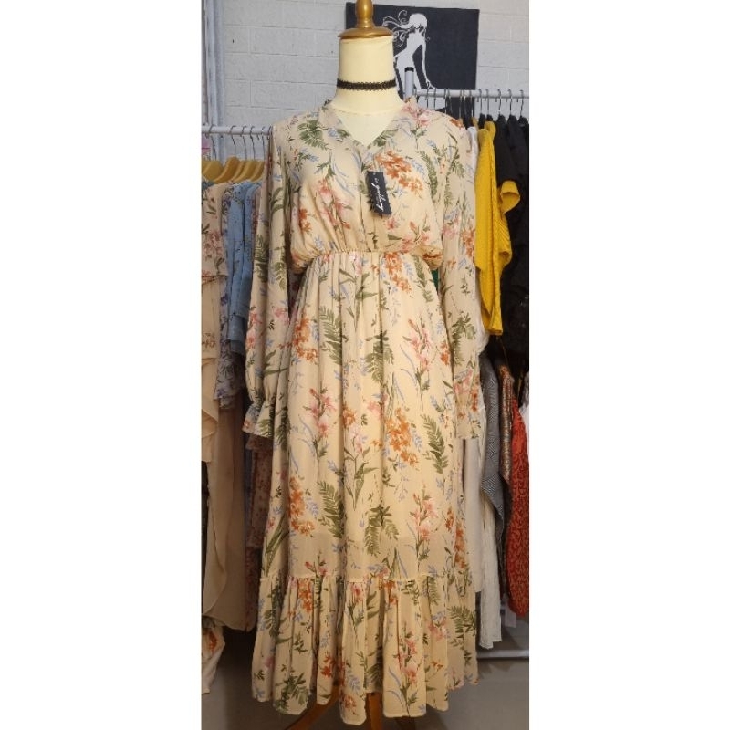Dress sifon bunga bunga