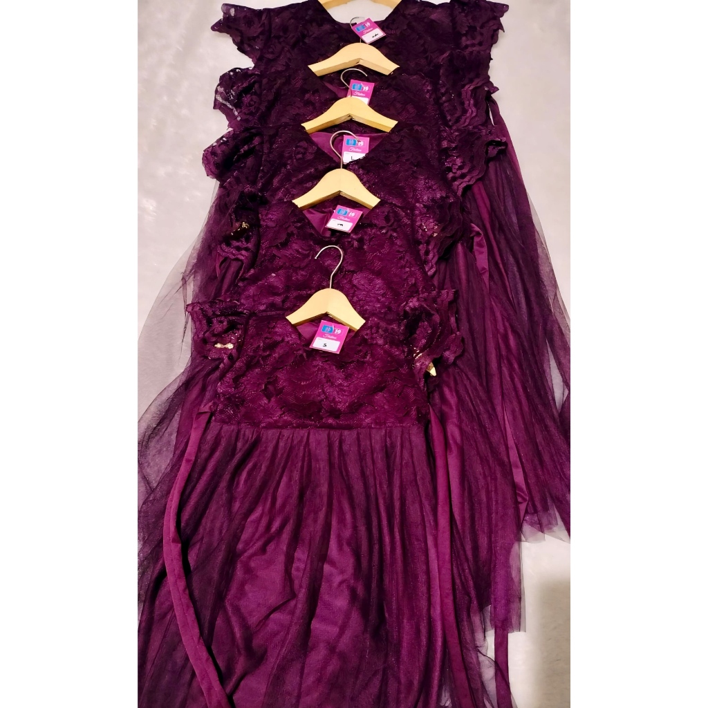 RB Dress Tutu Anak Perempuan / Dress Brukat Tutu Burgundy / Gaun Ultah Baju Pesta Anak 1-10 Tahun