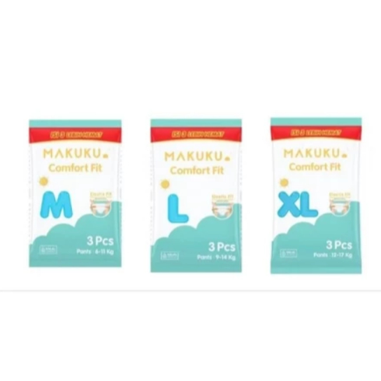 ~MTZ~ MAKUKU SAP DIAPERS COMFORT FIT RENCENG M/L/XL 1 RENCENG ISI 12 PCS
