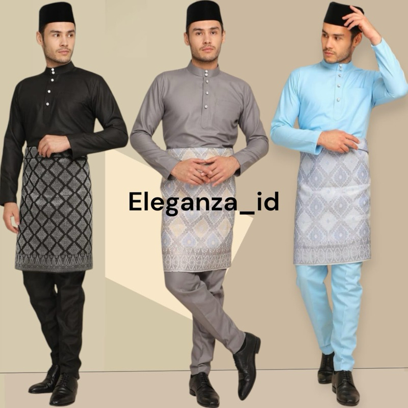 Set Baju Celana Kancing 5 Baju Teluk Belanga Pria Melayu Cekak Musang Kurung Setelan Pakaian Adat Ma