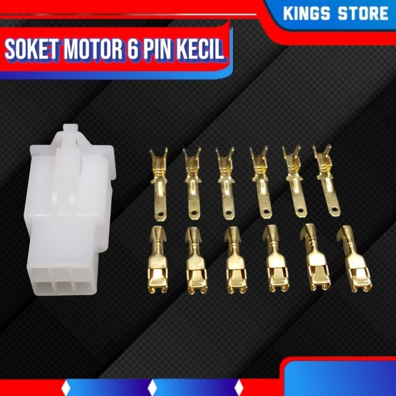 Soket Motor 6 pin Kecil ( Jual 10 pasang + skun )/Soket KABEL motor 6 pin kecil / Conector kabel mot