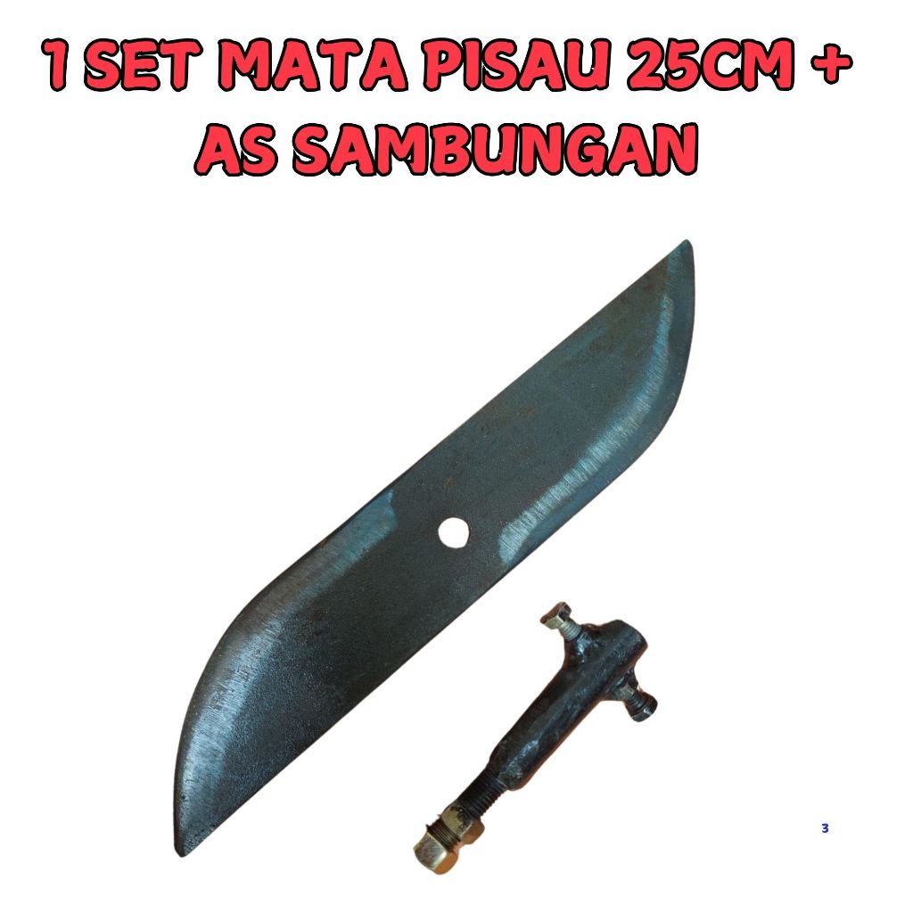 Satu paket pisau cacah rumput ukuran 25cm dan as sambungan 10mm