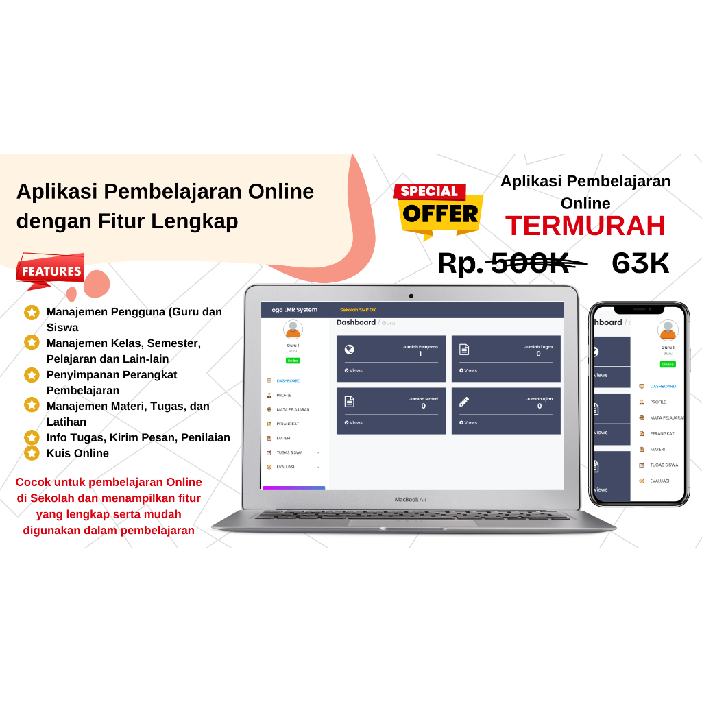 Aplikasi Source Code Program Pembelajaran Online Berbasis Website dengan Fitur Lengkap