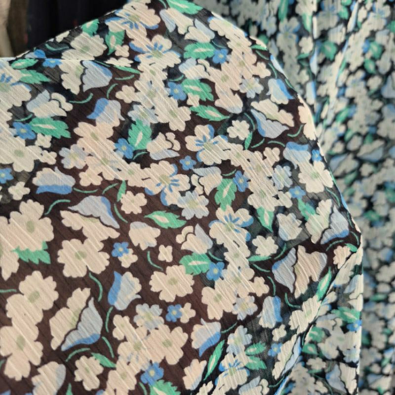 KAIN SIFON KRINGKEL MOTIF BUNGA KECIL  - KAIN SIFON MOTIF KEMBANG KECIL - BAHAN KAIN MOTIF BUNGA KEC