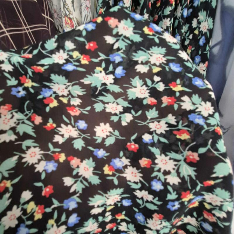KAIN SIFON PREMIUM MOTIF BUNGA KECIL  - KAIN SIFON MOTIF BUNGA KECIL HARGA/0,5M