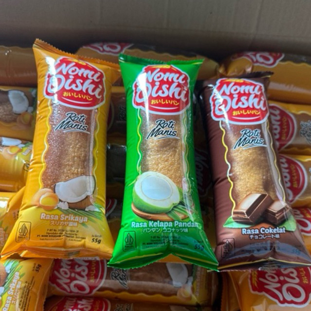 

roti manis nomi oishi caterpillar 30 pcs setengah kardus varian lengkap murah