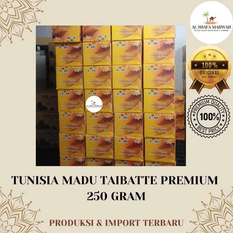 

Kurma Madu Taibatte 1 Karton = 20 Dus x @250Gram | Tunisia Madu 250 Gram