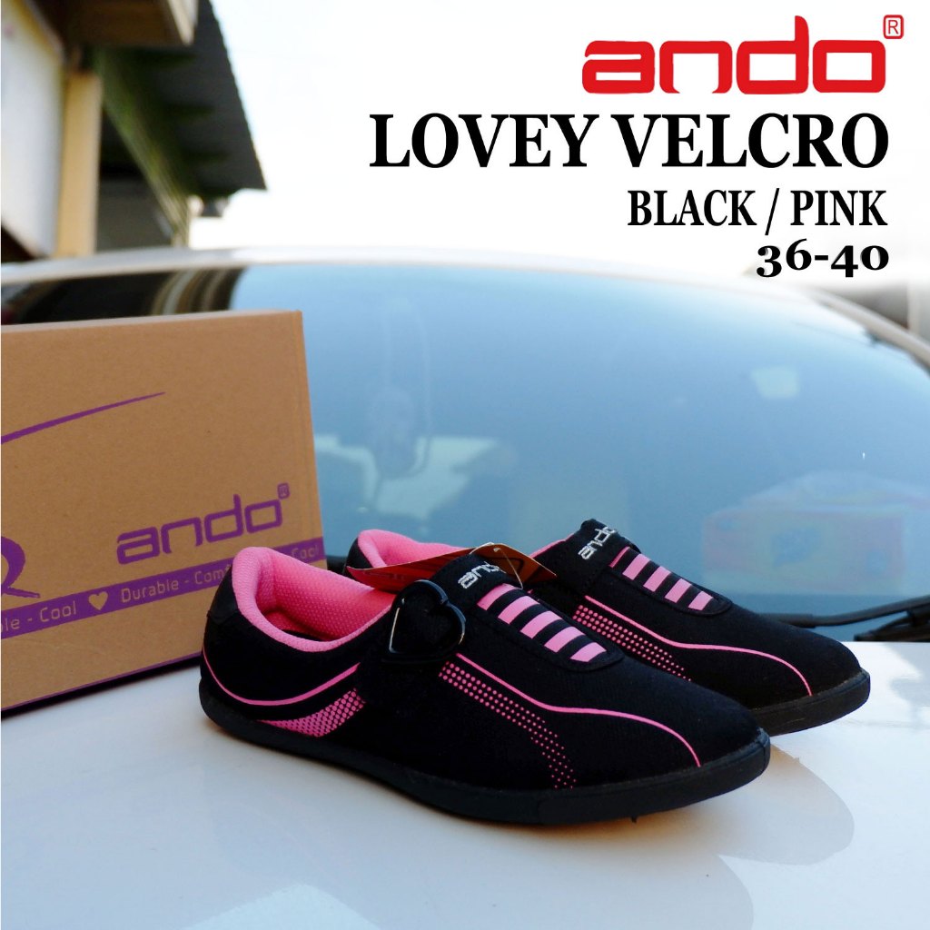 Sepatu Sekolah Anak Ando - LOVEY VECRO / RANIA VELCRO / ROSELLA  - size 36-40  - Sepatu sekolah Anak