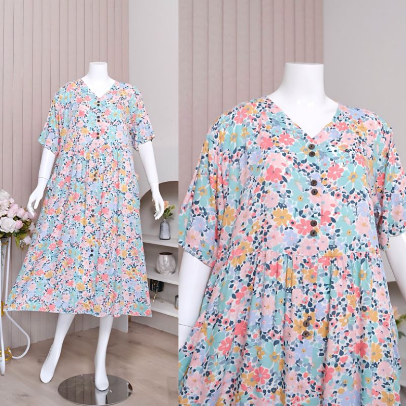 FLZ Yumna Homedress Daster Rayon Premium Panjang Semata Kaki, Daster Jumbo, Daster Remaja, Daster