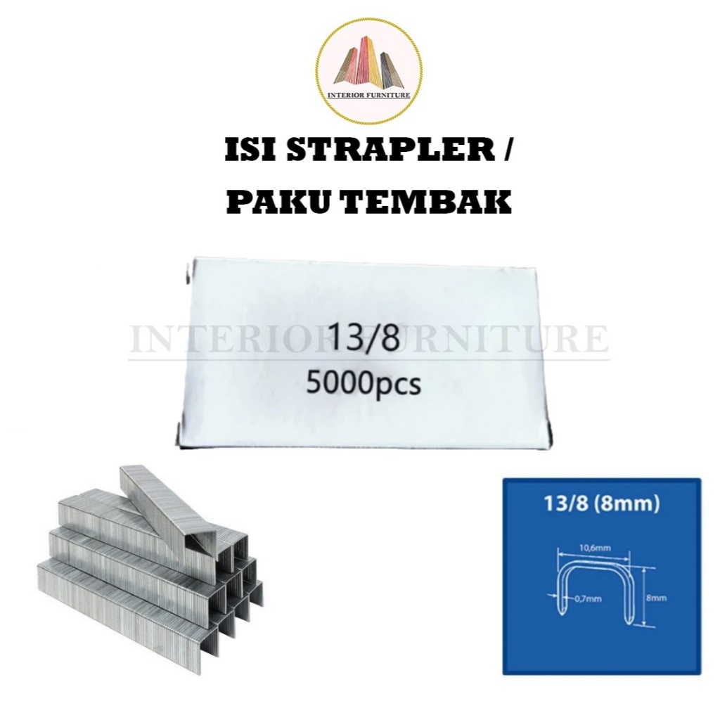 

Isi Staples Jok Motor 13/8 (8mm) Refill Air Strapler Gun Tacker Isi Paku Tembak Jok Motor Kayu Sofa