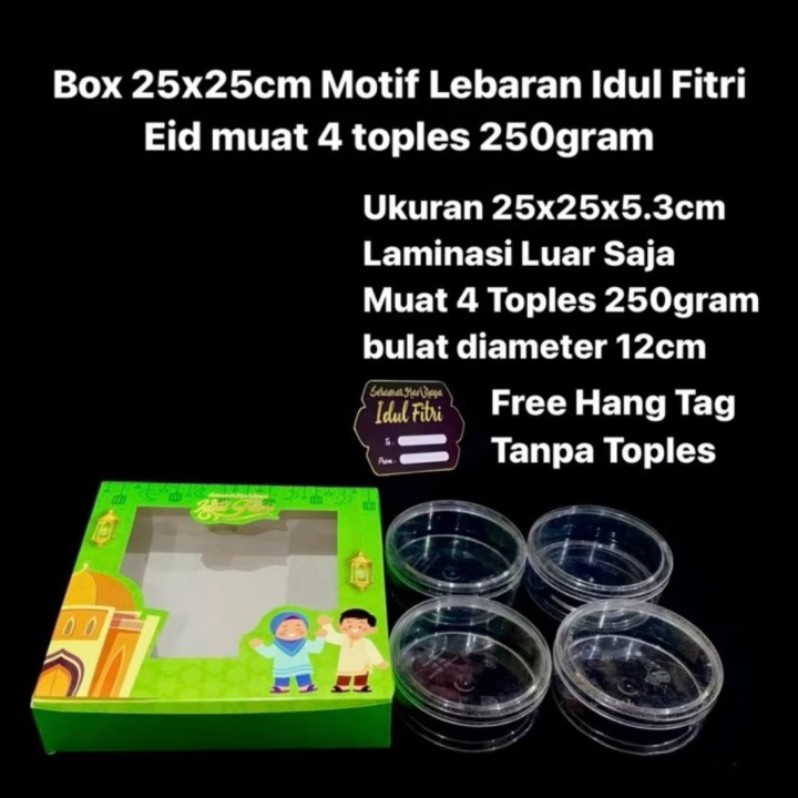 

Dus Idul Fitri HIjau Baju Biru 25x25x5.5 Cm